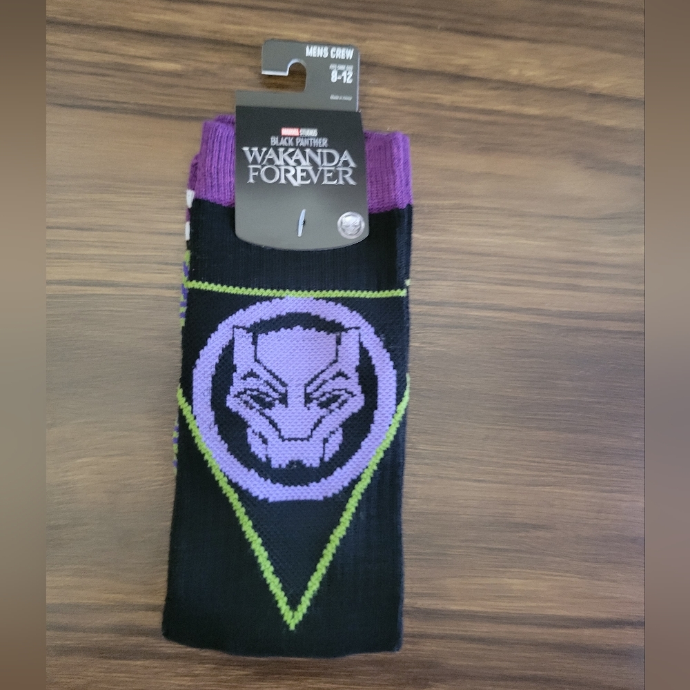 4/$10 Black Panther Marvel Socks Mens 8-12 Bioworld 1 Pair Crew Wakanda NEW